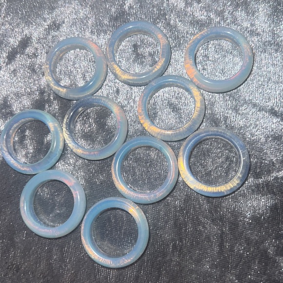 Opal ring bands opalite clear shiny milky healing crystal rock opalite ring band - Picture 11 of 17